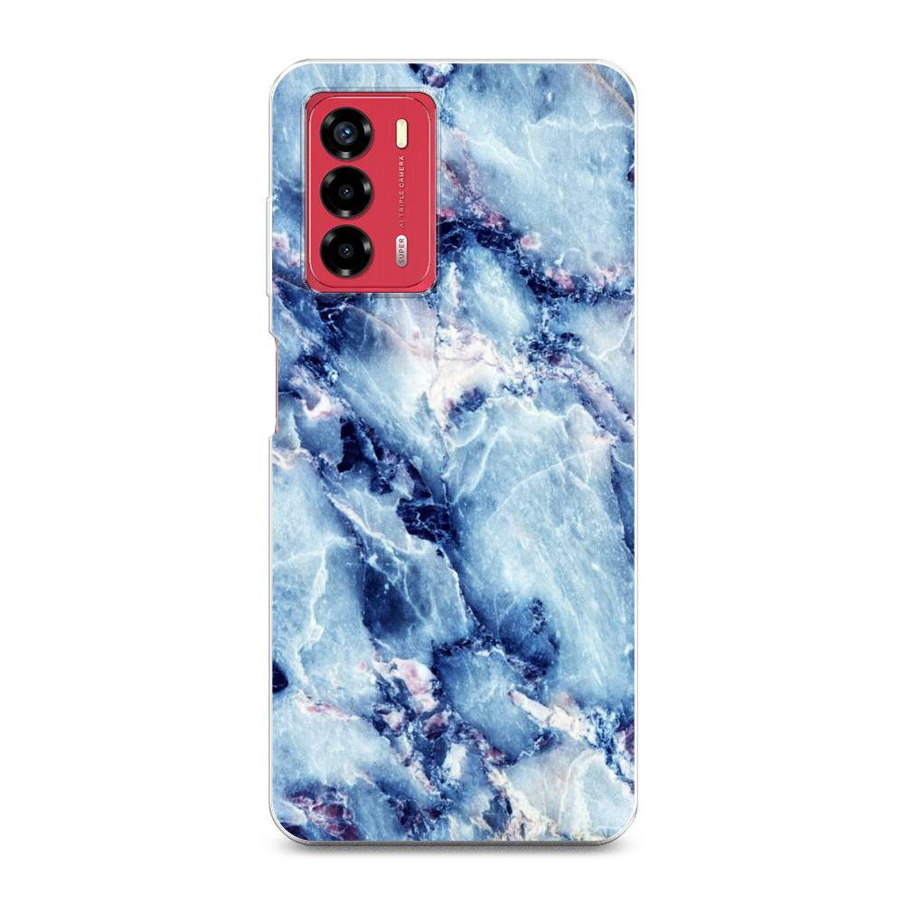 

Чехол на ZTE Blade A72 "Мрамор с синими прожилками", Синий, 135650-3