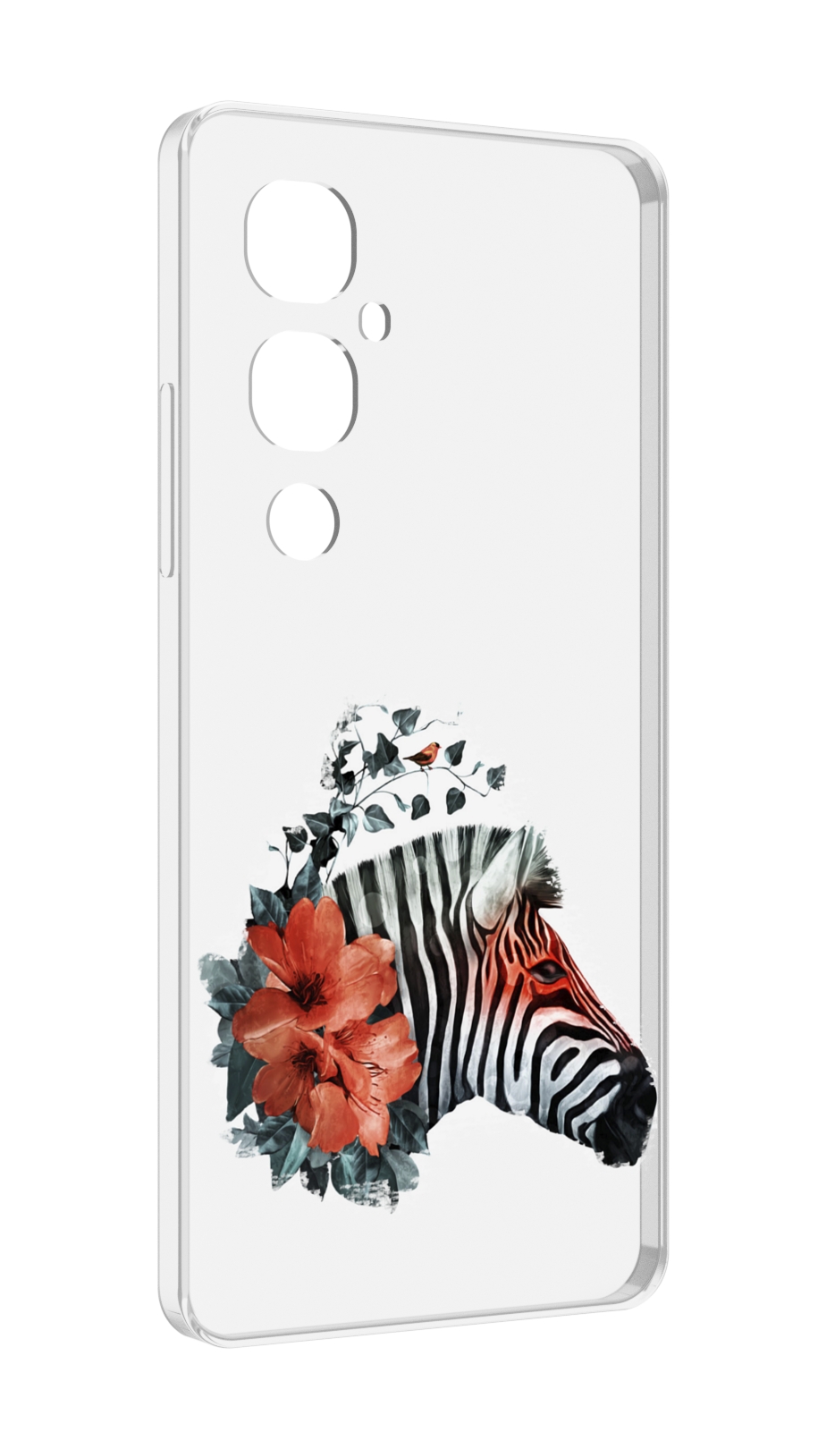 

Чехол MyPads Зебра с цветами для Tecno Pova 4 Pro, Прозрачный, Tocco