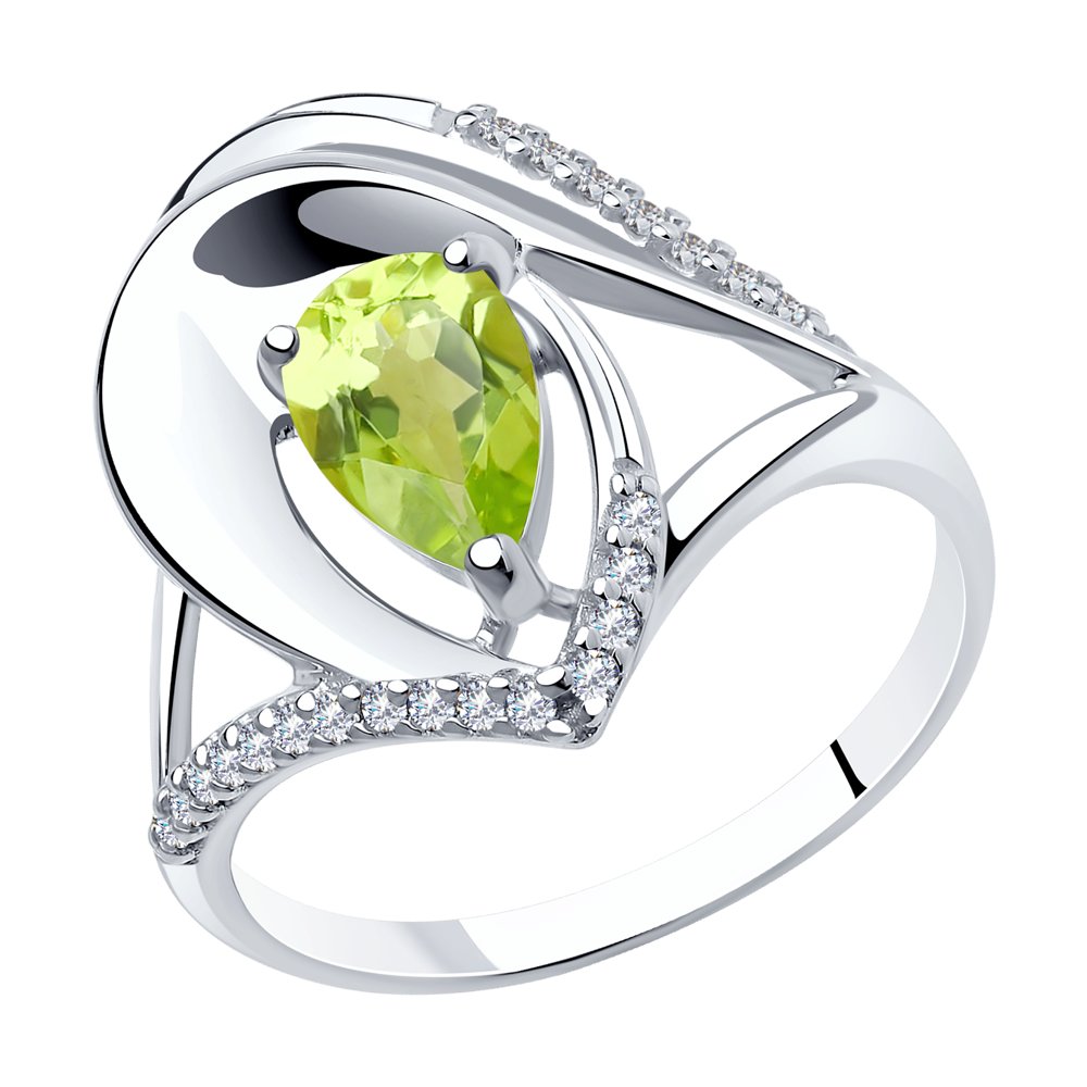 

Кольцо из серебра с хризолитом/фианитом р.19 Diamant 94-310-00607-1, 94-310-00607-1