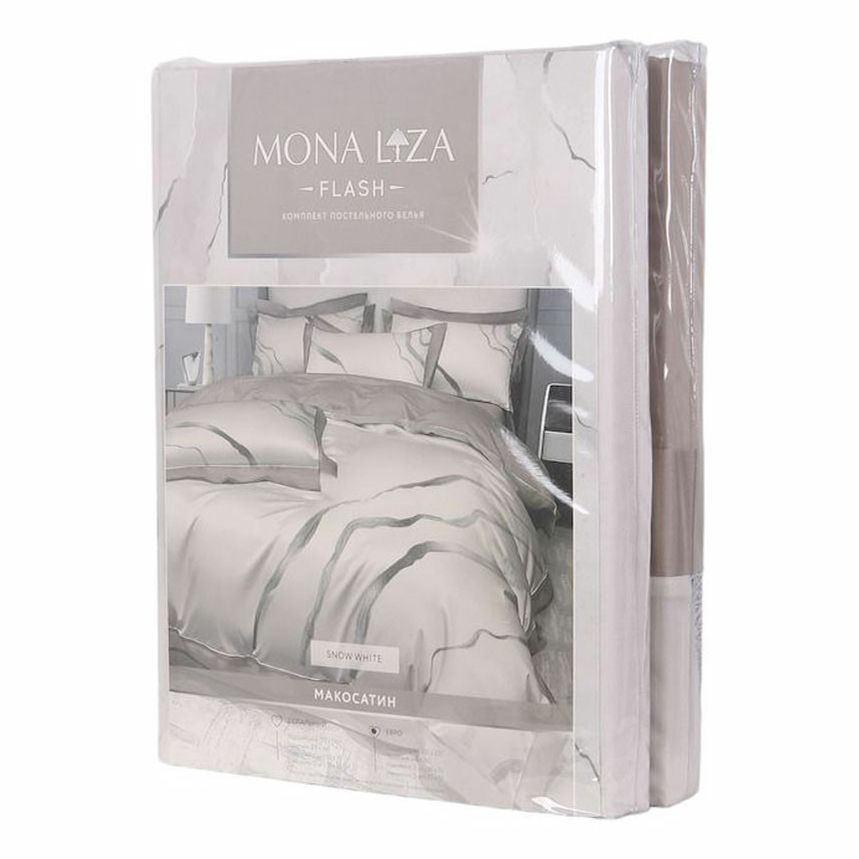 Комплект постельного белья Mona Liza SL Flash Snow White двуспальный мако-сатин бело-серый 20240₽