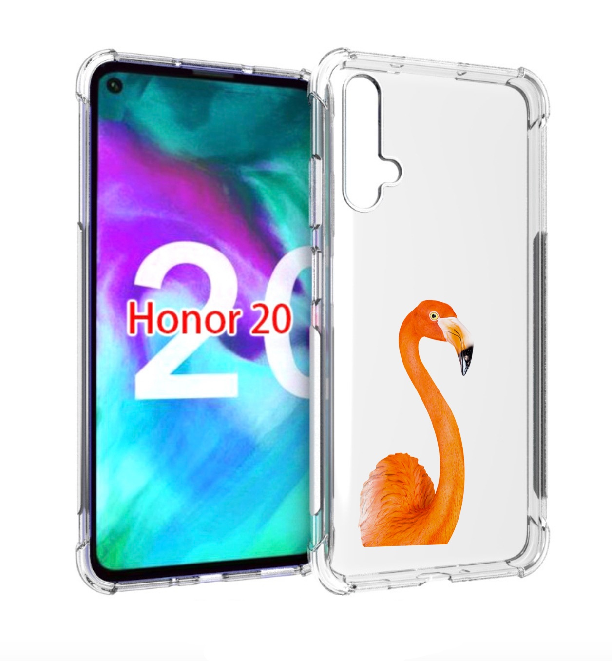 

Чехол бампер MyPads оранжевый-фламинго для Honor 20, Прозрачный, Tocco