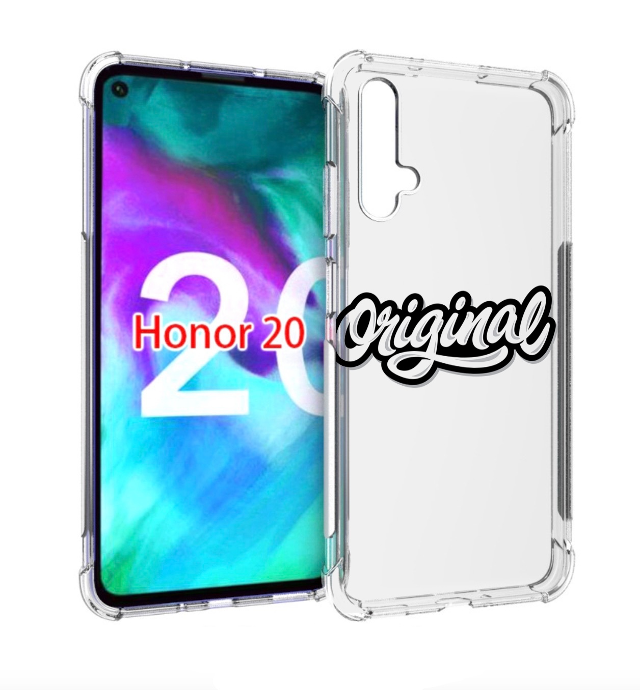 

Чехол бампер MyPads оригинал-надпись для Honor 20, Прозрачный, Tocco