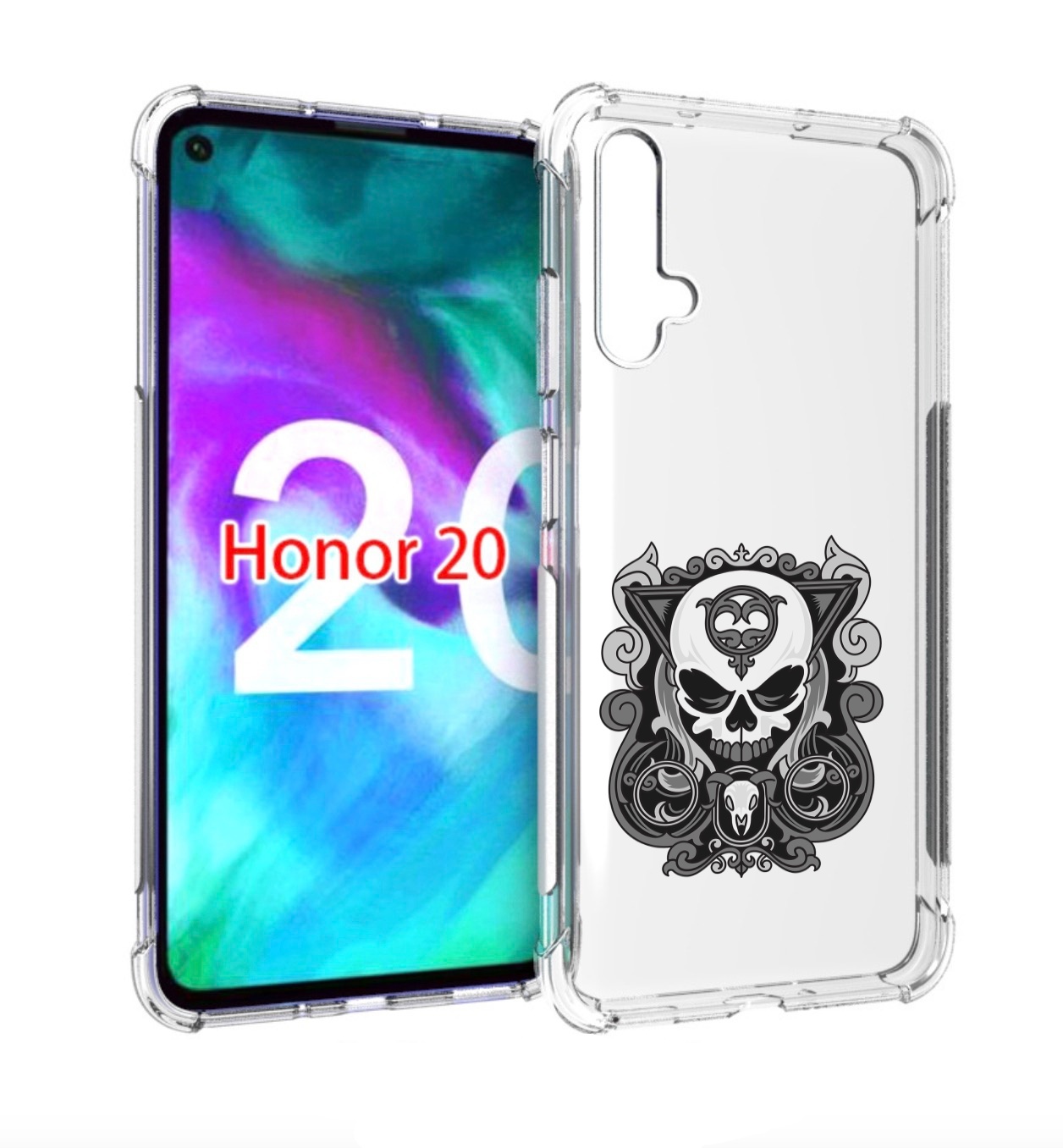 

Чехол бампер MyPads орнамент-на-черепе для Honor 20, Прозрачный, Tocco