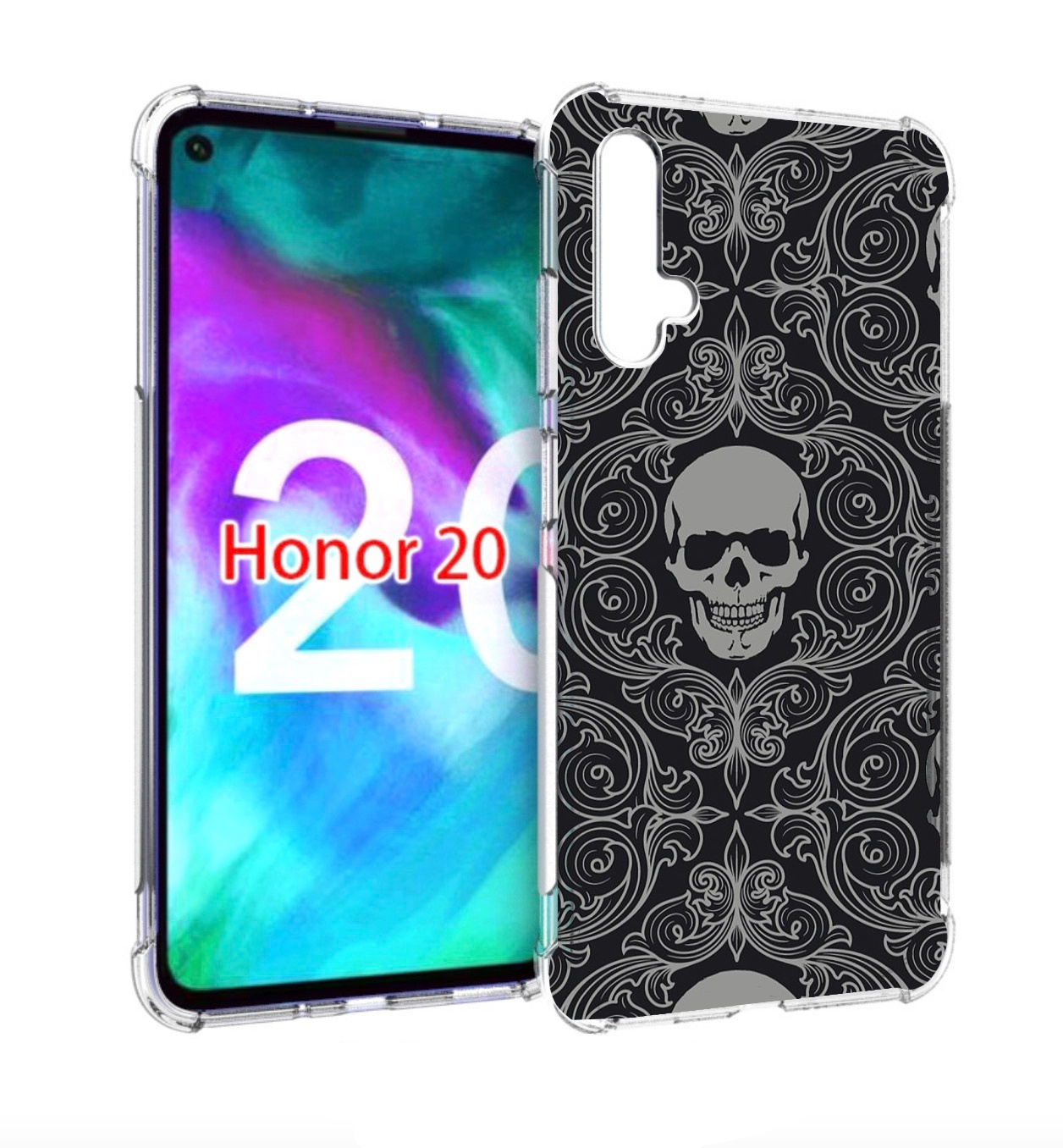 

Чехол бампер MyPads орнамент-черепов для Honor 20, Прозрачный, Tocco