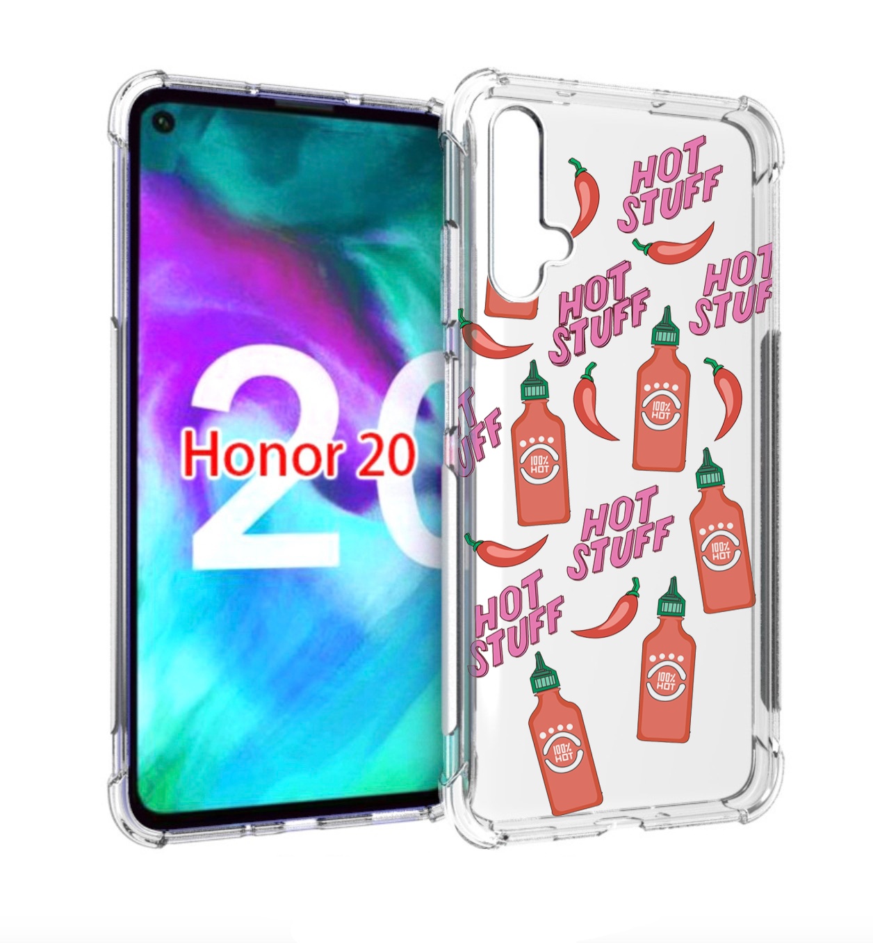 

Чехол бампер MyPads острые-перчики для Honor 20, Прозрачный, Tocco