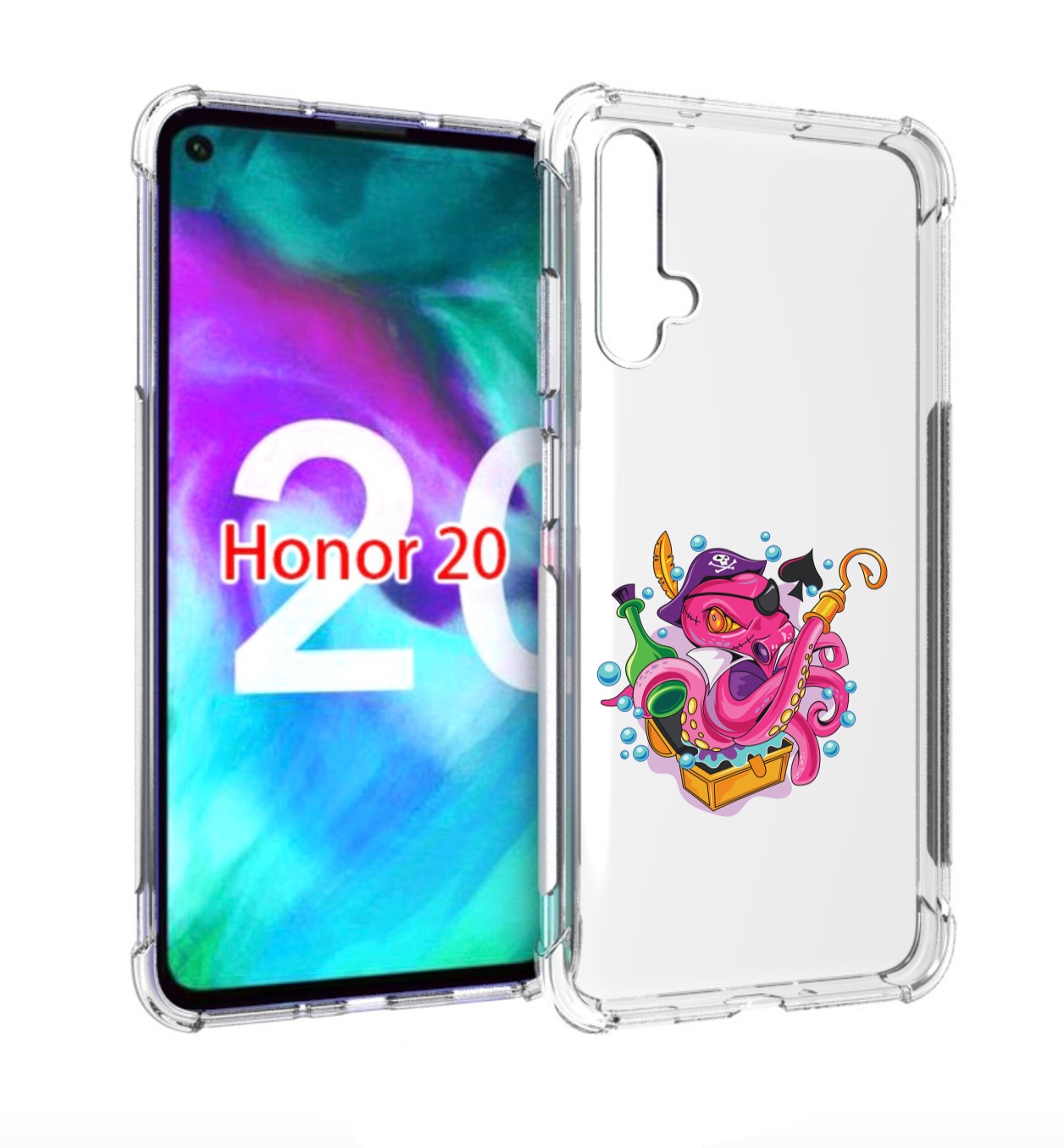 

Чехол бампер MyPads осьминог пират детский для Honor 20, Прозрачный, Tocco