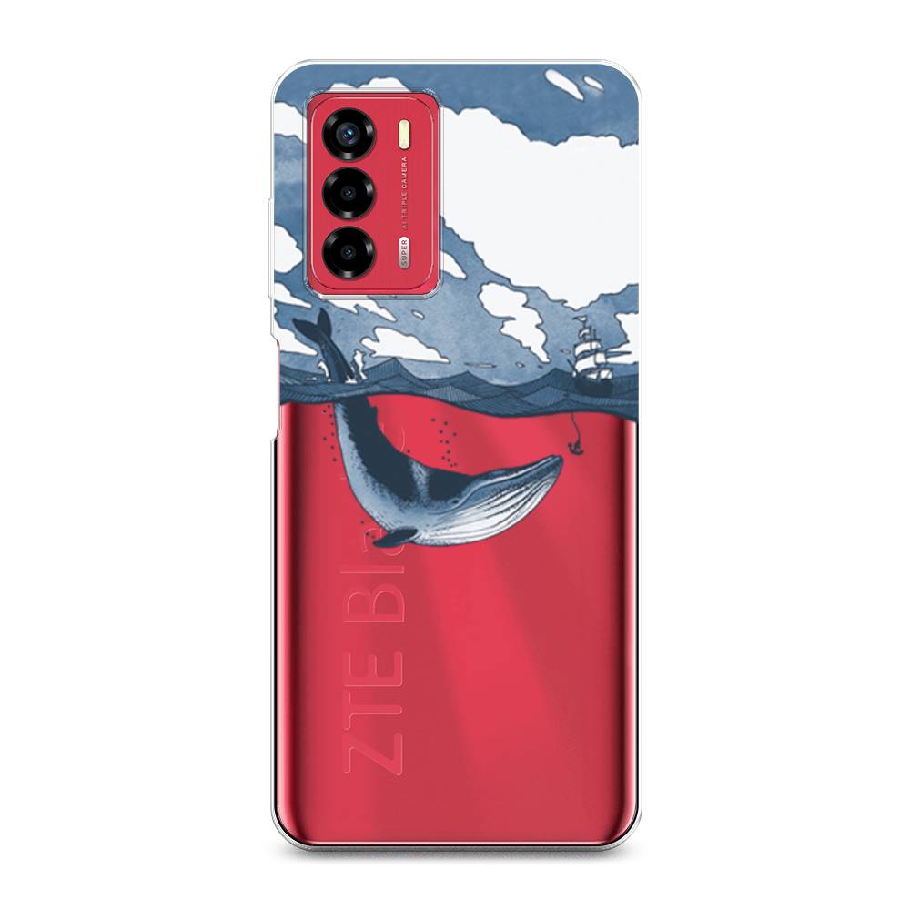 

Чехол на ZTE Blade A72 "Большой кит", Синий, 135650-1