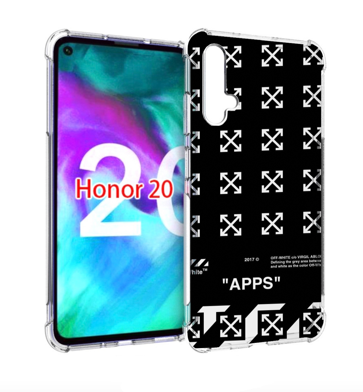 

Чехол бампер MyPads оф-вайт-значки для Honor 20, Прозрачный, Tocco