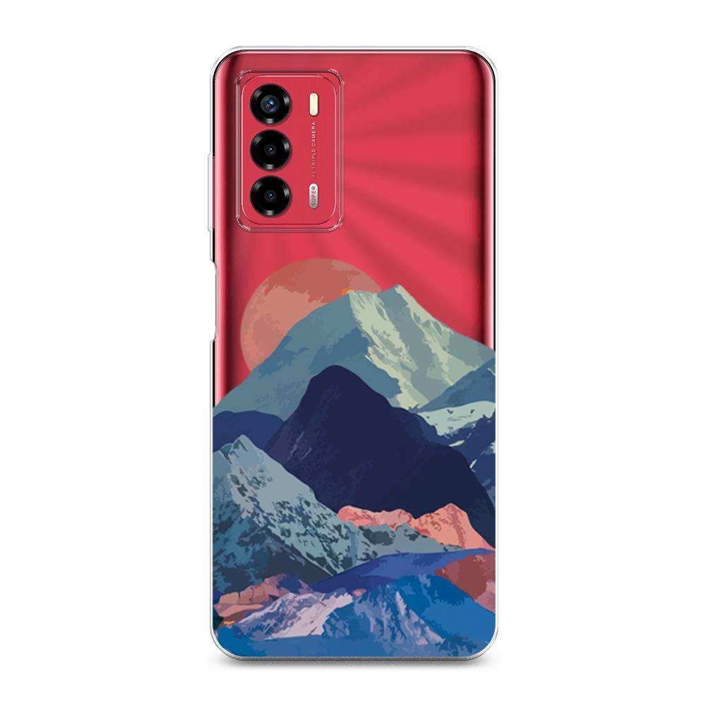 

Чехол на ZTE Blade A72 "Закат в снежных горах", Красный;серый;голубой, 135650-2