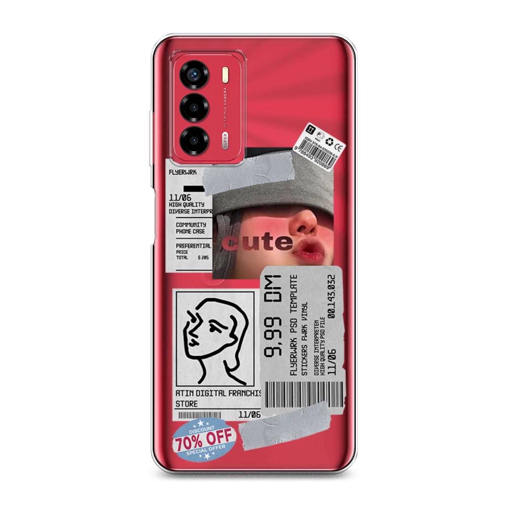 

Чехол на ZTE Blade A72 "Cute girl collage", Розовый;серый;голубой, 135650-6