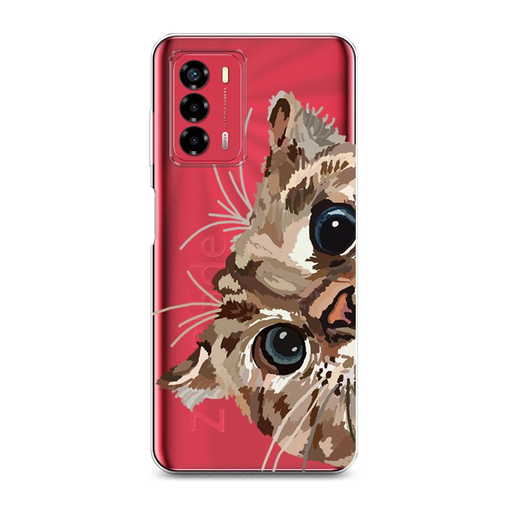 

Чехол на ZTE Blade A72 "Любопытный кот", Коричневый;синий;черный, 135650-1