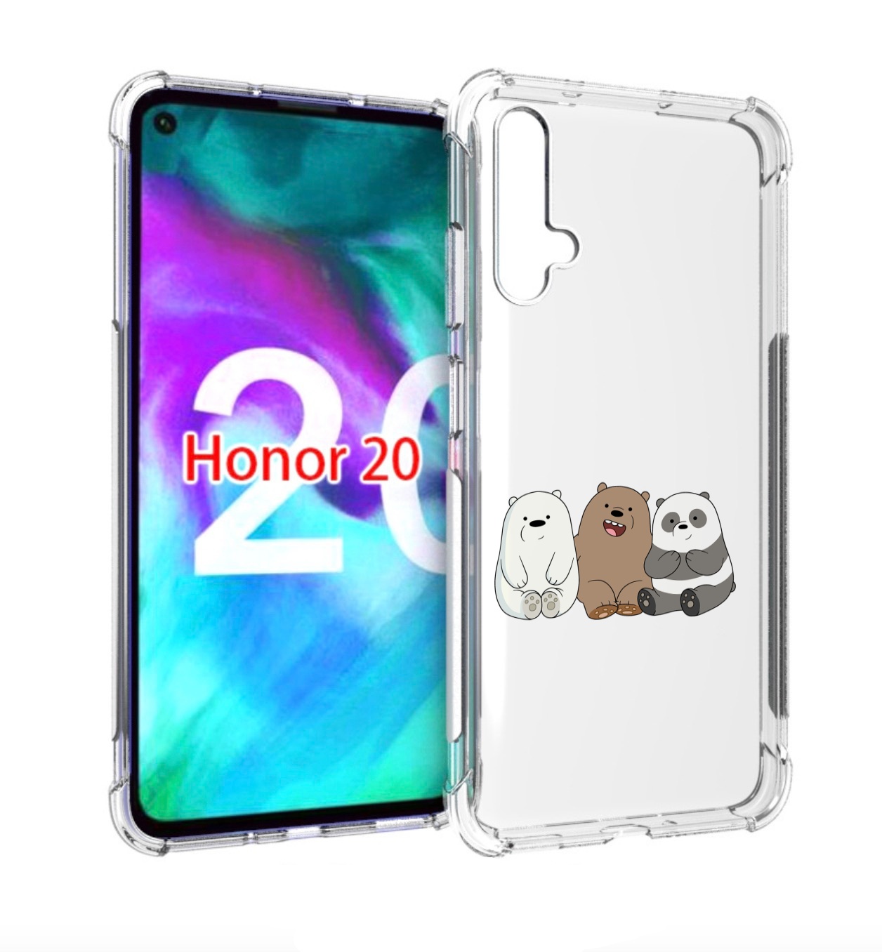 

Чехол бампер MyPads панды детский для Honor 20, Прозрачный, Tocco