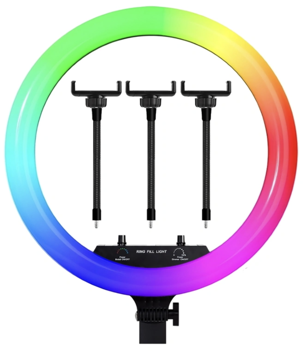 фото Кольцевая led светодиодная лампа mj-14 (36 см),три держателя телефона,пульт,штатив 210 см qvatra