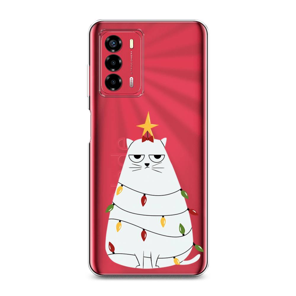 

Чехол на ZTE Blade A72 "Котик в гирлянде", Белый;красный;желтый, 135650-1