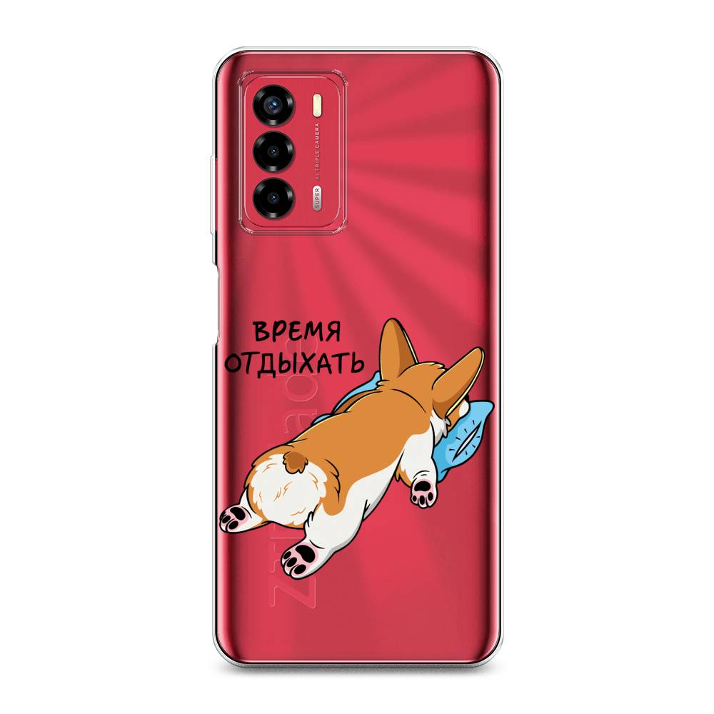 

Чехол на ZTE Blade A72 "Корги отдыхает", Черный;коричневый;голубой, 135650-1