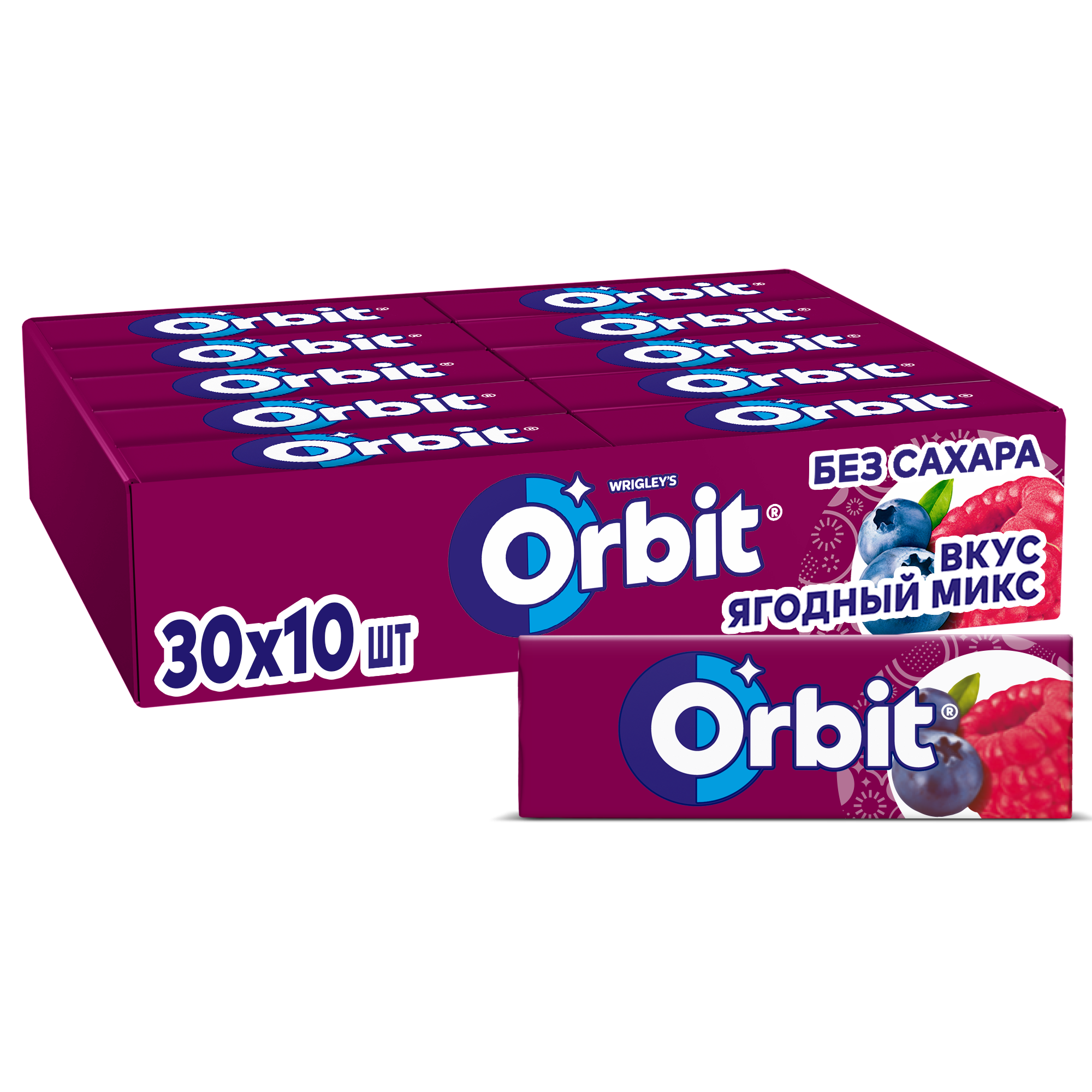 

Жевательная резинка Orbit, Ягодный микс, Шоубокс, 30 шт.* 13.6 гр.