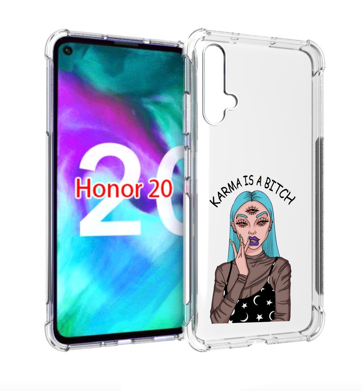 

Чехол бампер MyPads плохая-карма женский для Honor 20 Honor, Прозрачный, Tocco