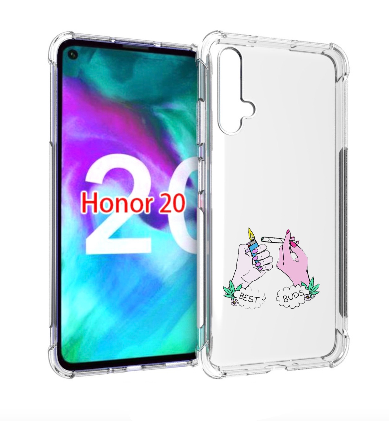 

Чехол бампер MyPads плохие руки женский для Honor 20 Honor, Прозрачный, Tocco