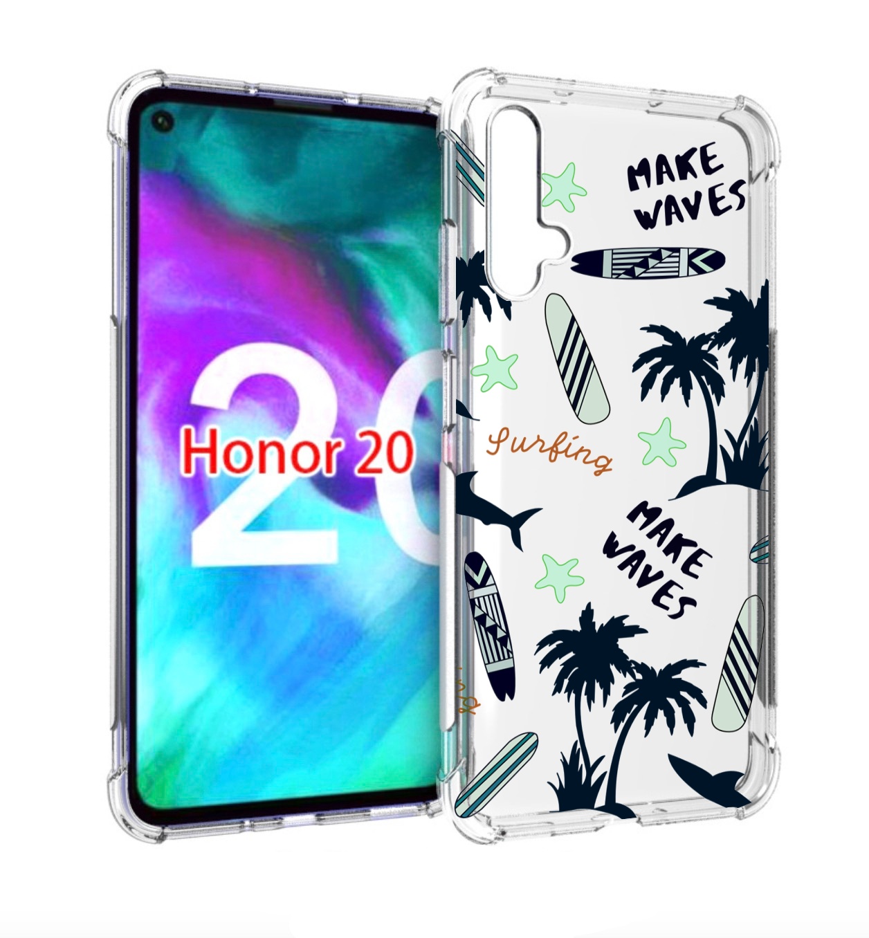 

Чехол бампер MyPads пляжная-тематика для Honor 20, Прозрачный, Tocco