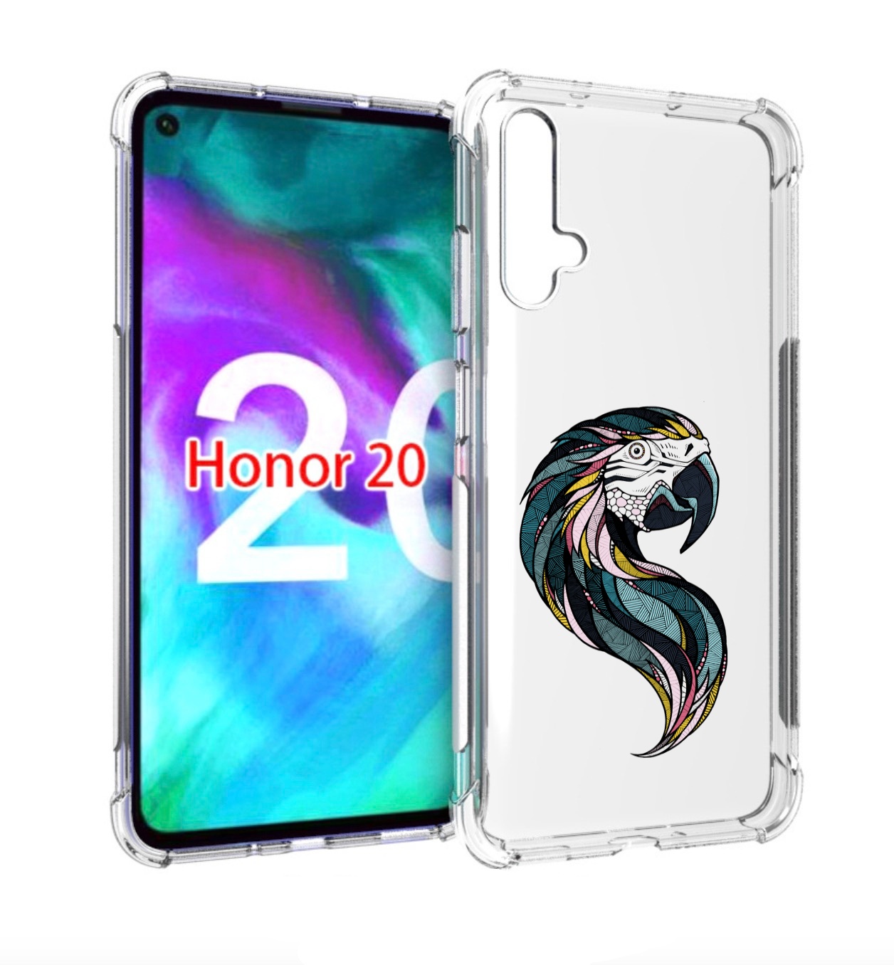 

Чехол бампер MyPads полупопугай для Honor 20, Прозрачный, Tocco