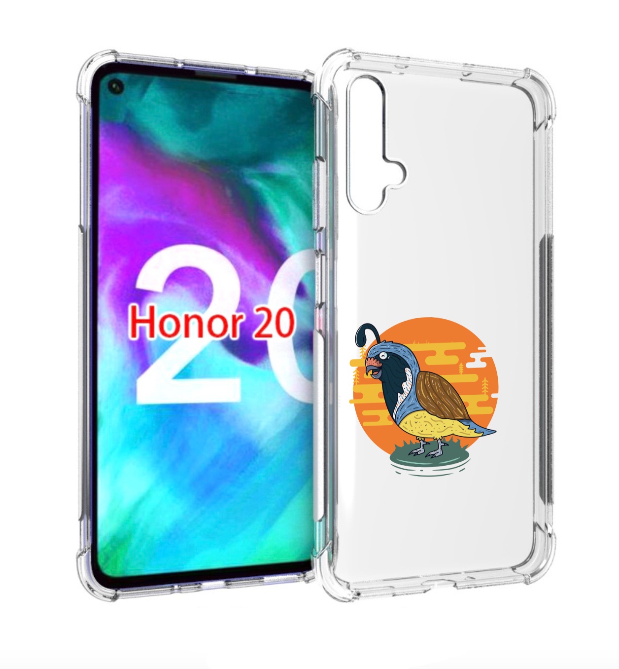 

Чехол бампер MyPads попугай-на-острове для Honor 20, Прозрачный, Tocco