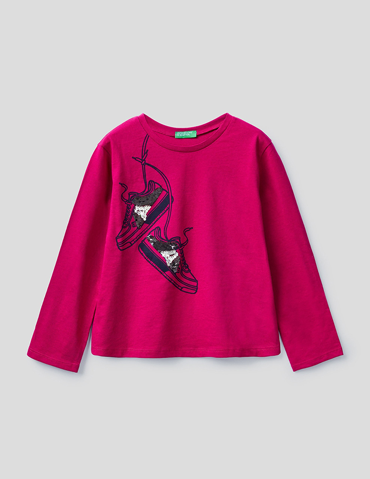 

Футболка для девочек Benetton цв. фиолетовый р.140, 21A_3096C15BA