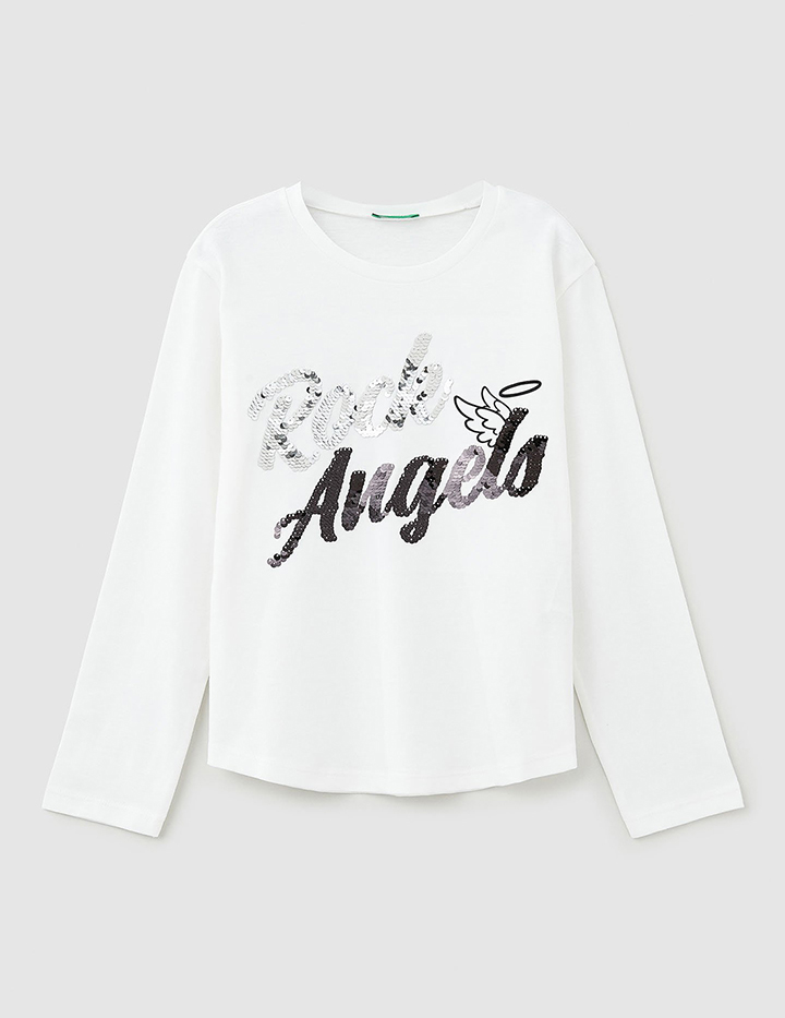 

Футболка для девочек Benetton цв. белый р.170, 21A_3096C15BA