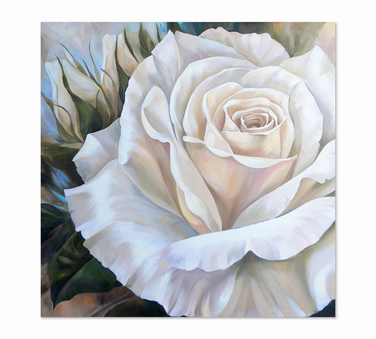 

Картина интерьерная на холсте Poly Print Art Белая роза 60х60 см.