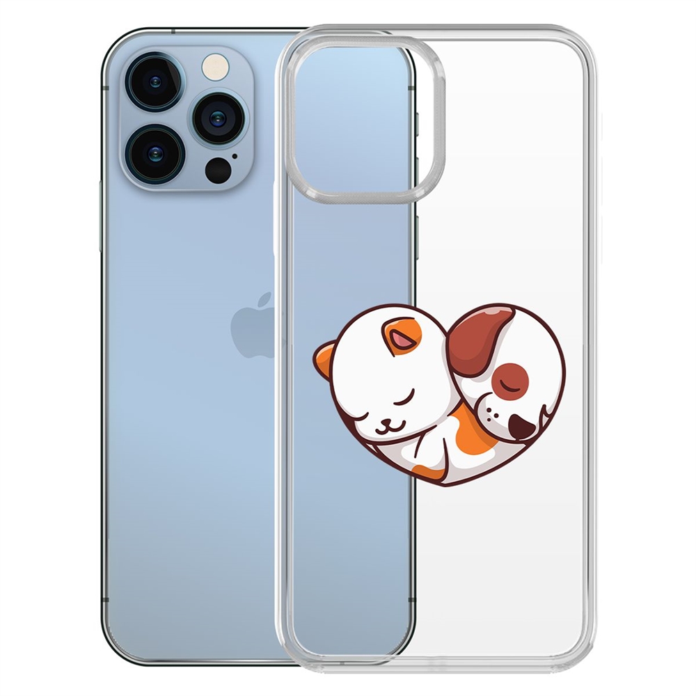 

Чехол-накладка Krutoff Clear Case Котёнок и Щенок для iPhone 13, Прозрачный