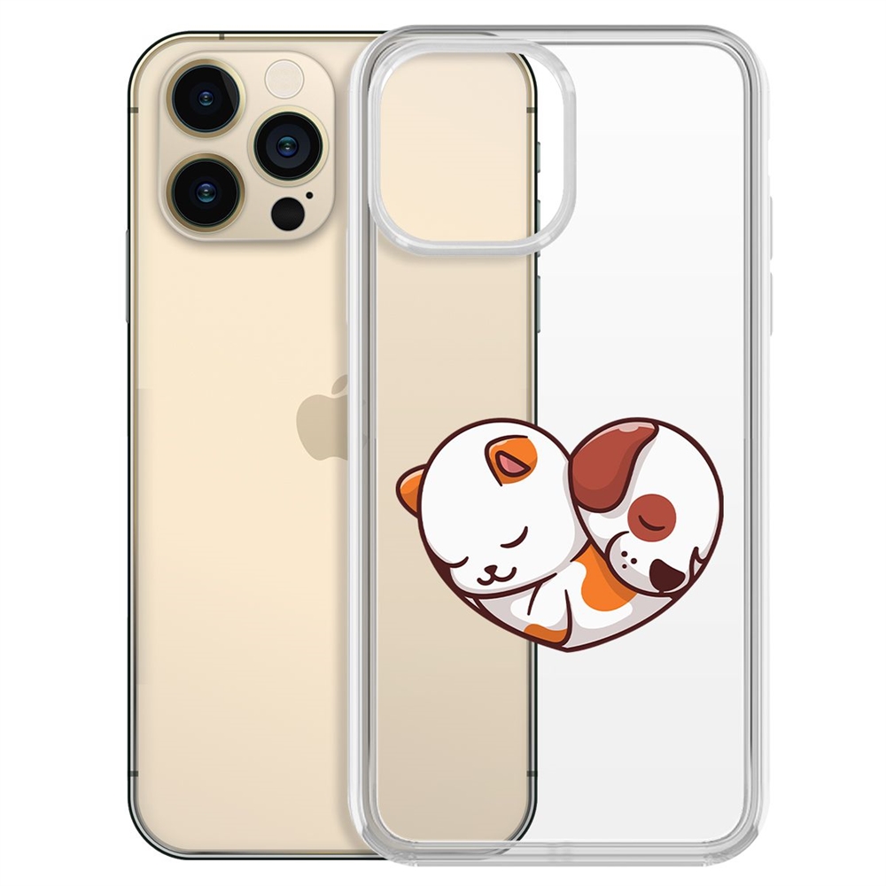 

Чехол-накладка Krutoff Clear Case Котёнок и Щенок для iPhone 13 Pro Max, Прозрачный