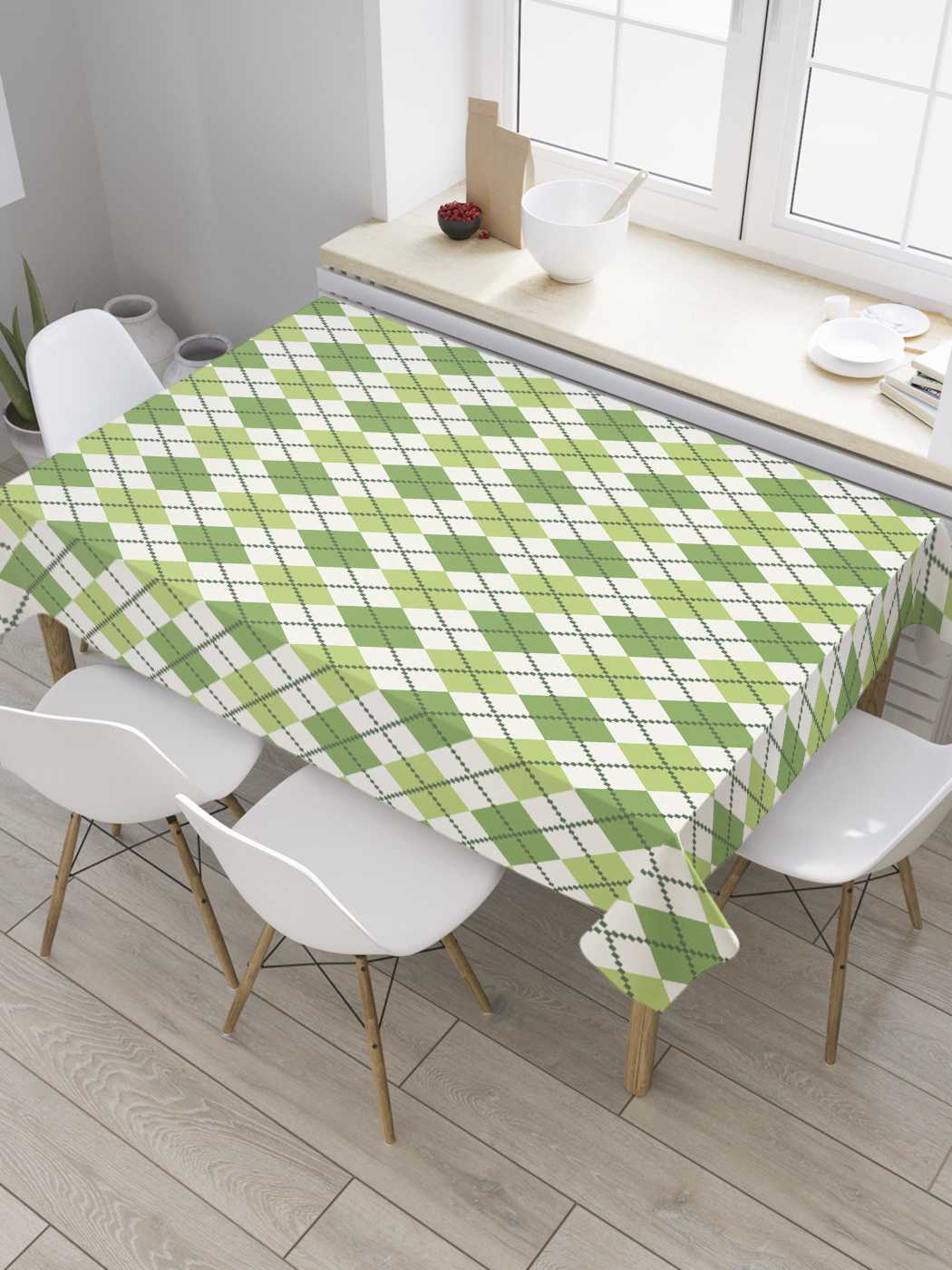 

Скатерть прямоугольная JoyArty "Праздничные ромбы" из оксфорда, 120x145 см, Зеленый, Праздничные ромбы