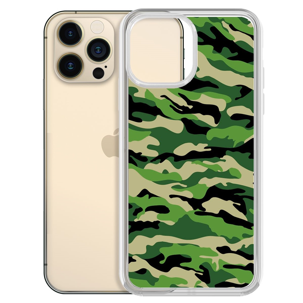 

Чехол-накладка Krutoff Clear Case Камуфляж зеленый для iPhone 13 Pro Max, Прозрачный