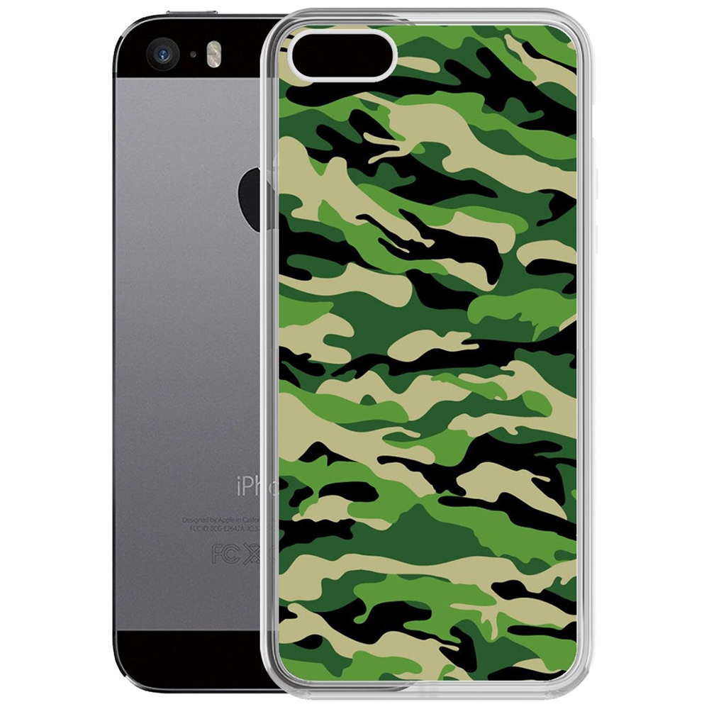 фото Чехол-накладка krutoff clear case камуфляж зеленый для iphone 5/5s