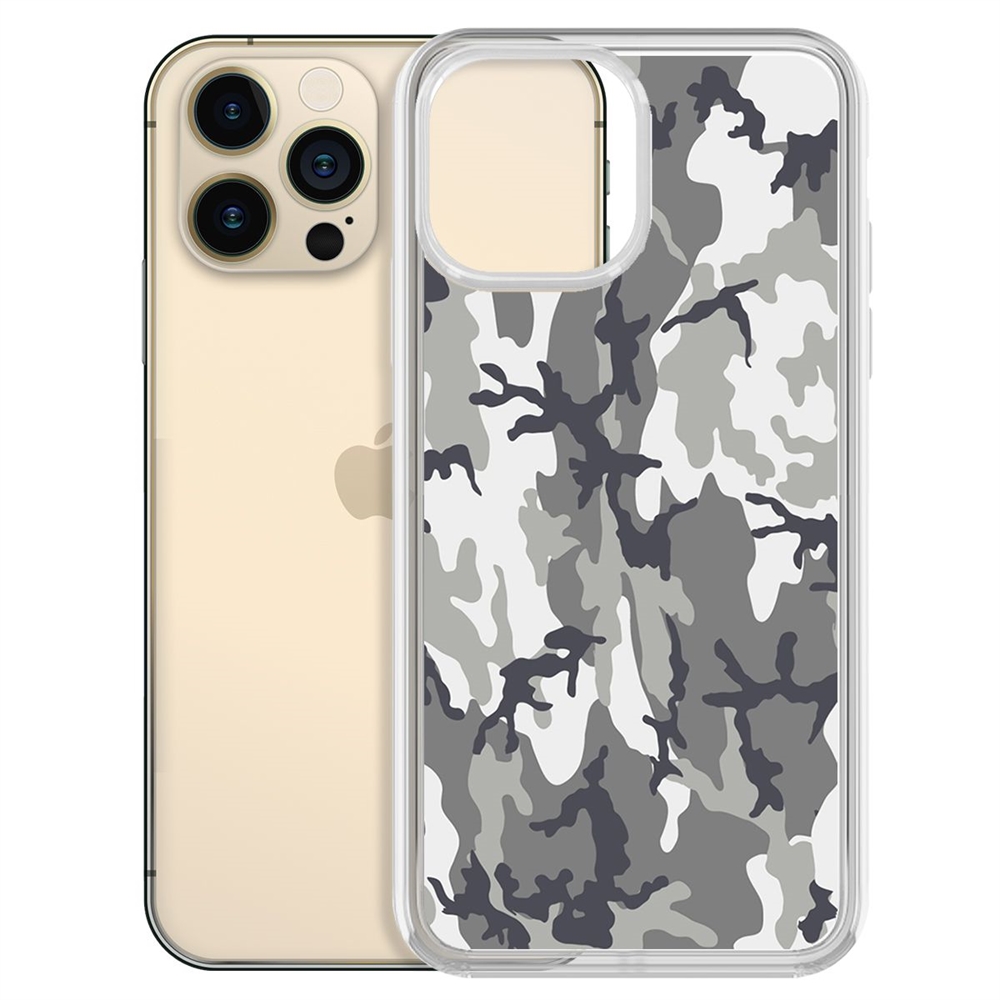 

Чехол-накладка Krutoff Clear Case Камуфляж серый для iPhone 13 Pro Max, Прозрачный