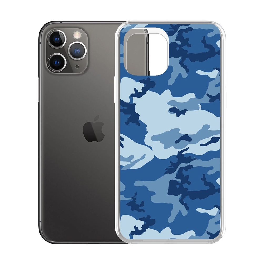 

Чехол-накладка Krutoff Clear Case Камуфляж синий для iPhone 11 Pro, Прозрачный