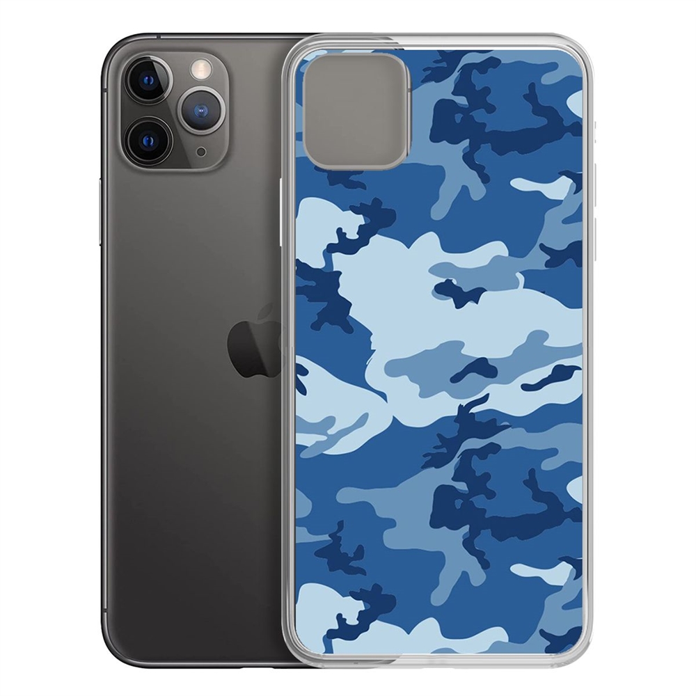 

Чехол-накладка Krutoff Clear Case Камуфляж синий для iPhone 11 Pro Max, Прозрачный