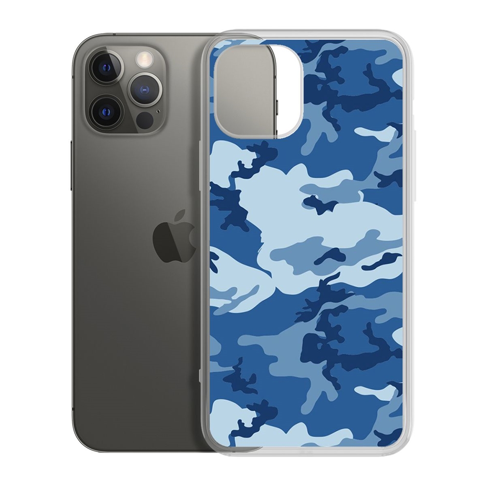 

Чехол-накладка Krutoff Clear Case Камуфляж синий для iPhone 12 Pro Max, Прозрачный