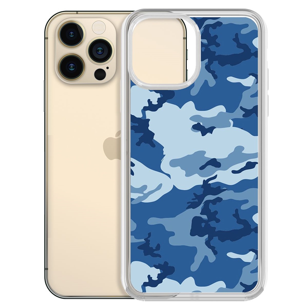 Чехол-накладка Krutoff Clear Case Камуфляж синий для iPhone 13 Pro Max