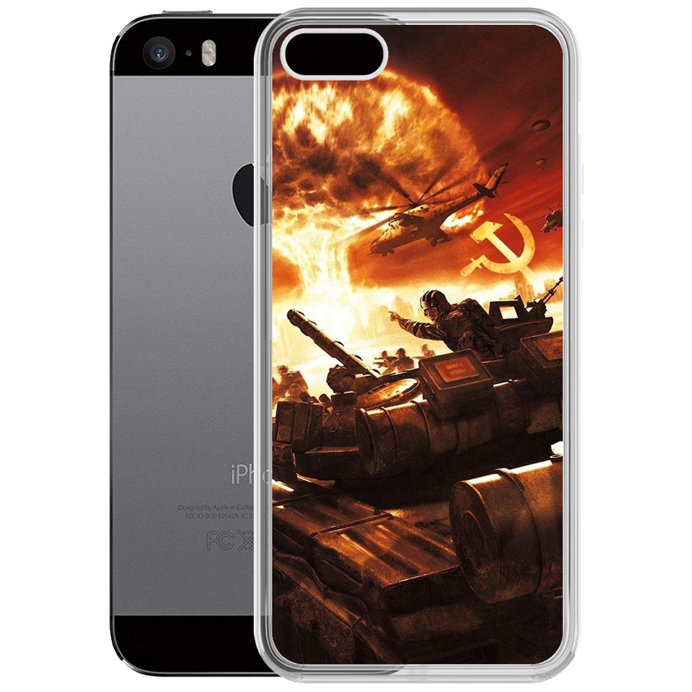 

Чехол-накладка Krutoff Clear Case Красная Угроза для iPhone 5/5s, Прозрачный
