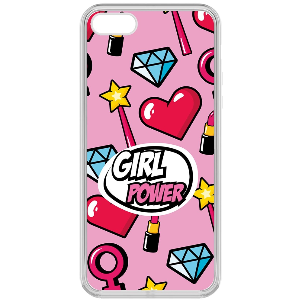 

Чехол-накладка Krutoff Clear Case Girl Power для iPhone 5/5s, Прозрачный