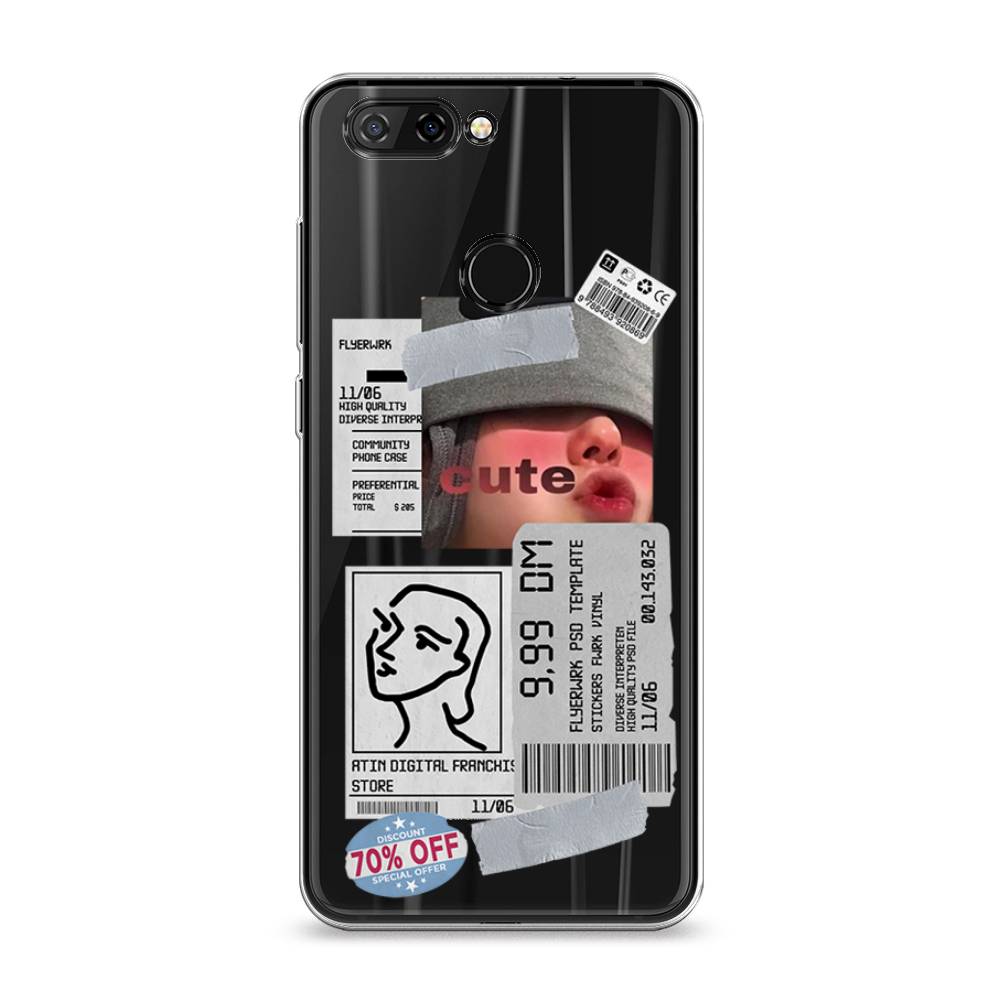 

Чехол на ZTE Blade V9 "Cute girl collage", Розовый;серый;голубой, 132450-6