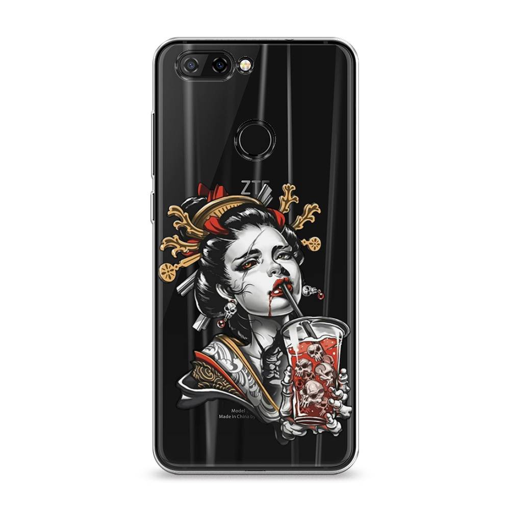 

Чехол на ZTE Blade V9 "Опасная гейша", Красный;черный;серый, 132450-4