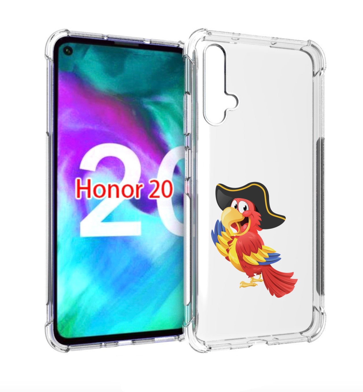 

Чехол бампер MyPads попугай-пират для Honor 20, Прозрачный, Tocco