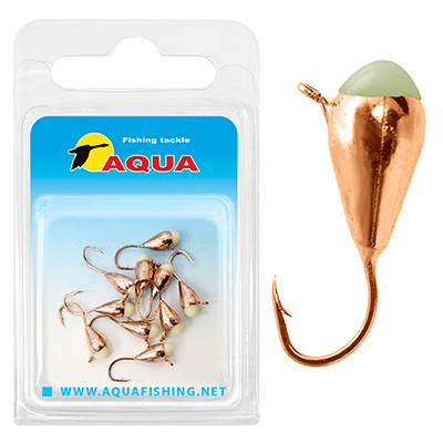

Мормышка вольфрамовая AQUA "Капля с ушком и фосфорной каплей", 10шт., D 4,0, медь, Золотистый, Капля с ушком и фосфорной каплей