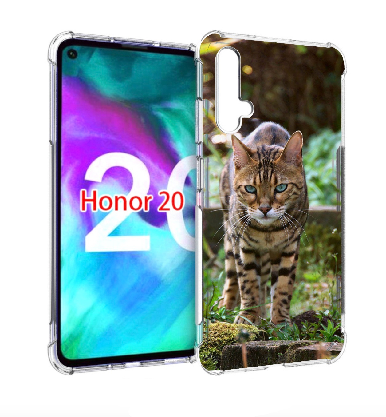 

Чехол бампер MyPads порода кошка бенгальская для Honor 20, Прозрачный, Tocco