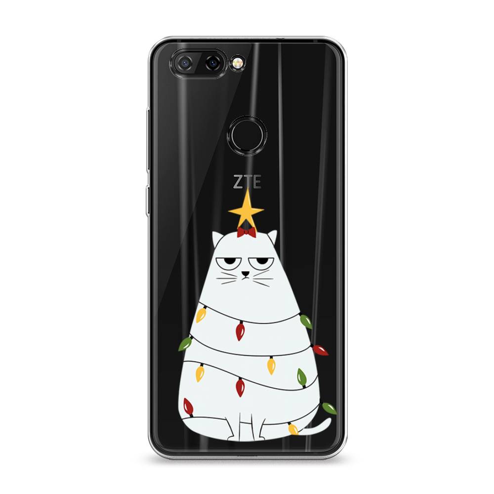 

Чехол на ZTE Blade V9 "Котик в гирлянде", Белый;красный;желтый, 132450-1