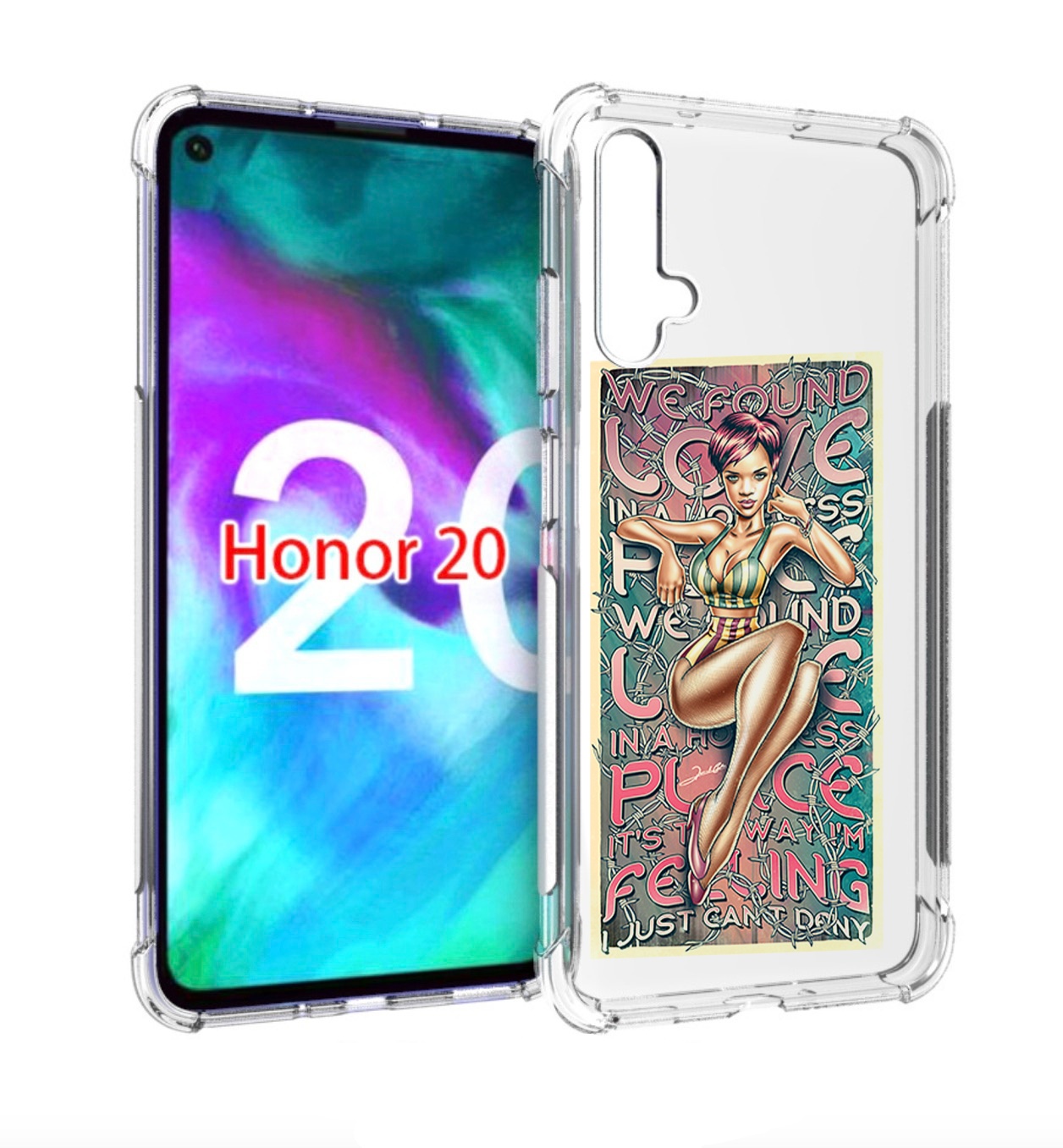 

Чехол бампер MyPads постер-рианна для Honor 20, Прозрачный, Tocco