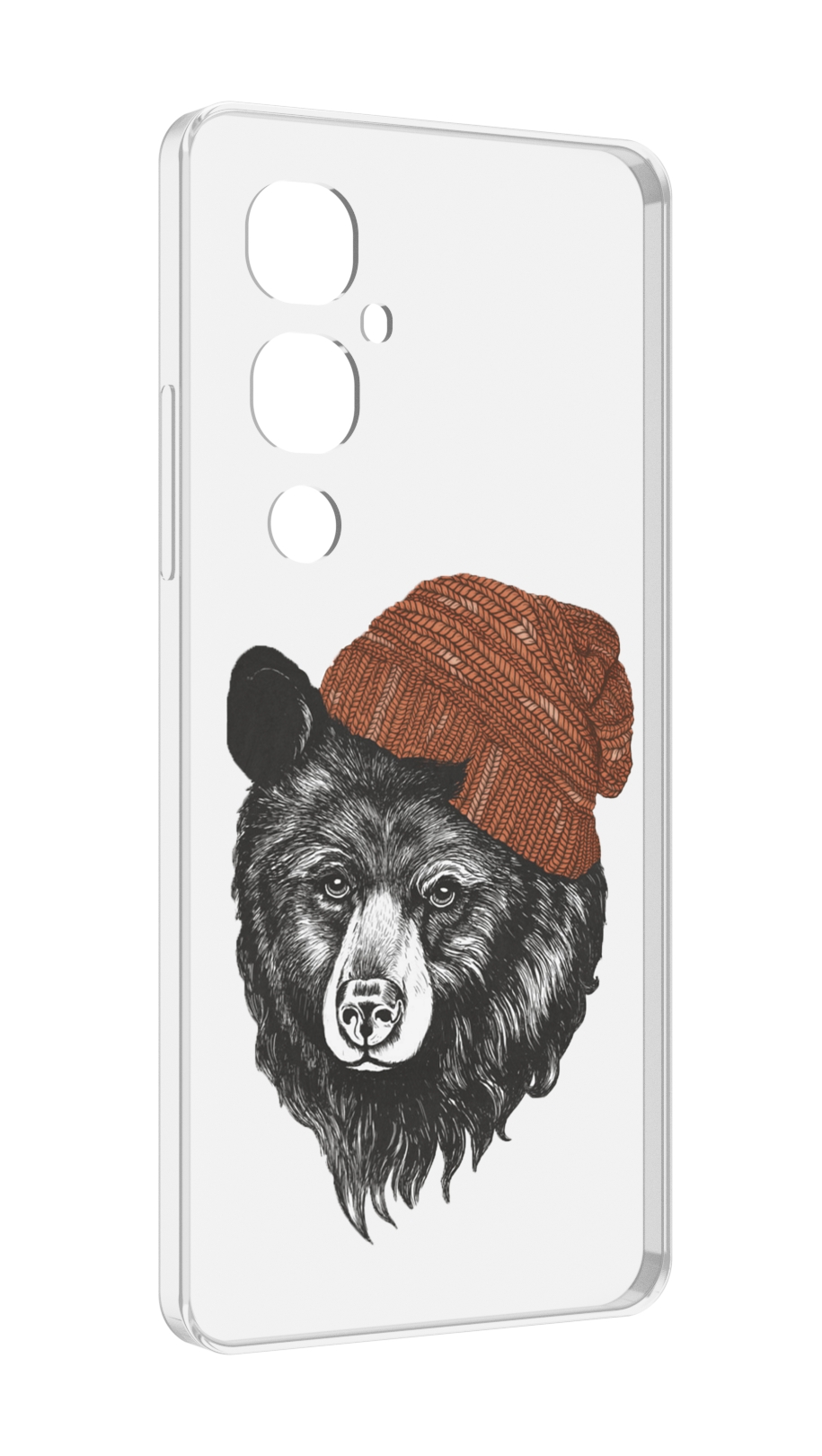 

Чехол MyPads Медведь в шапке 2 для Tecno Pova 4 Pro, Прозрачный, Tocco