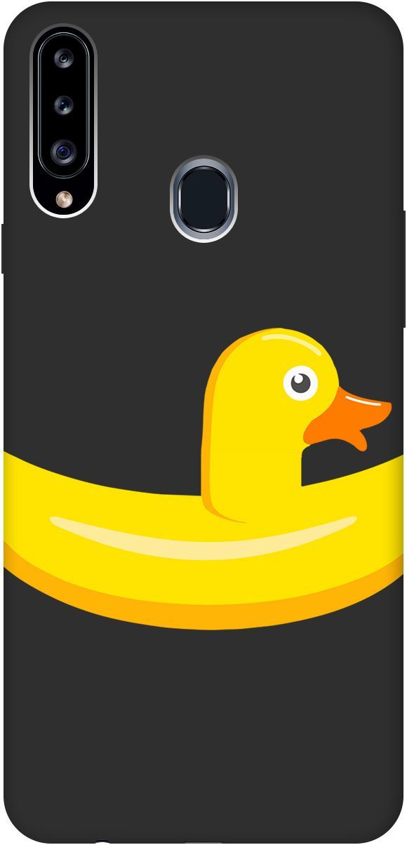 

Матовый чехол на Samsung Galaxy A20s "Duck Swim Ring" черный, Черный;белый, 8408