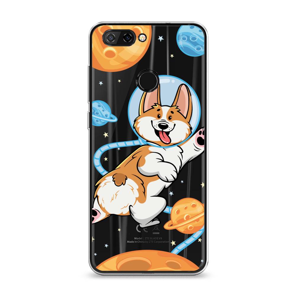 

Чехол на ZTE Blade V9 "Корги-космонавт", Голубой;бежевый;белый, 132450-1